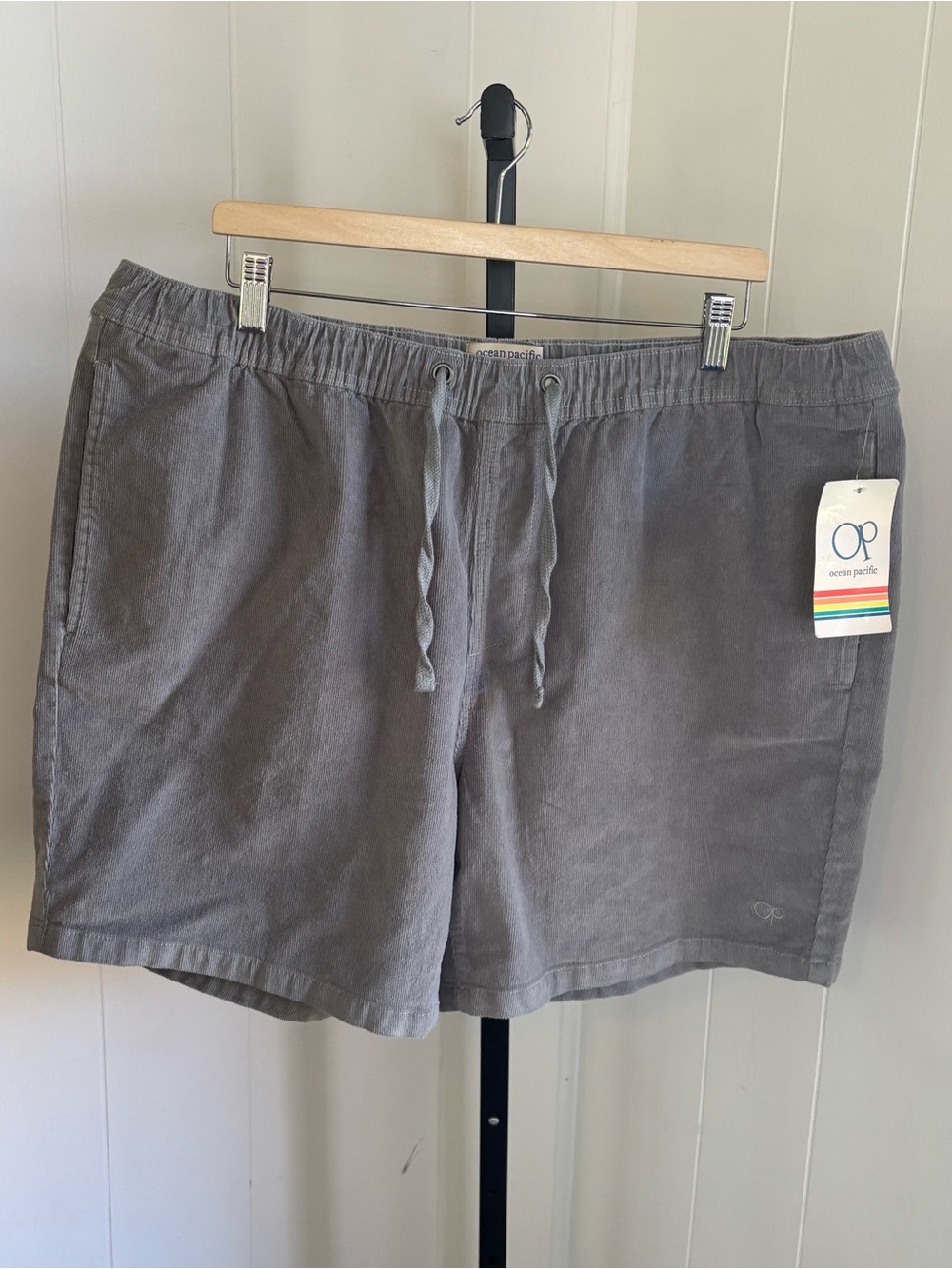 Ocean Pacific OP Corduroy Chino Pull On Shorts Gray Cotton Blend Men’s XXL NWT